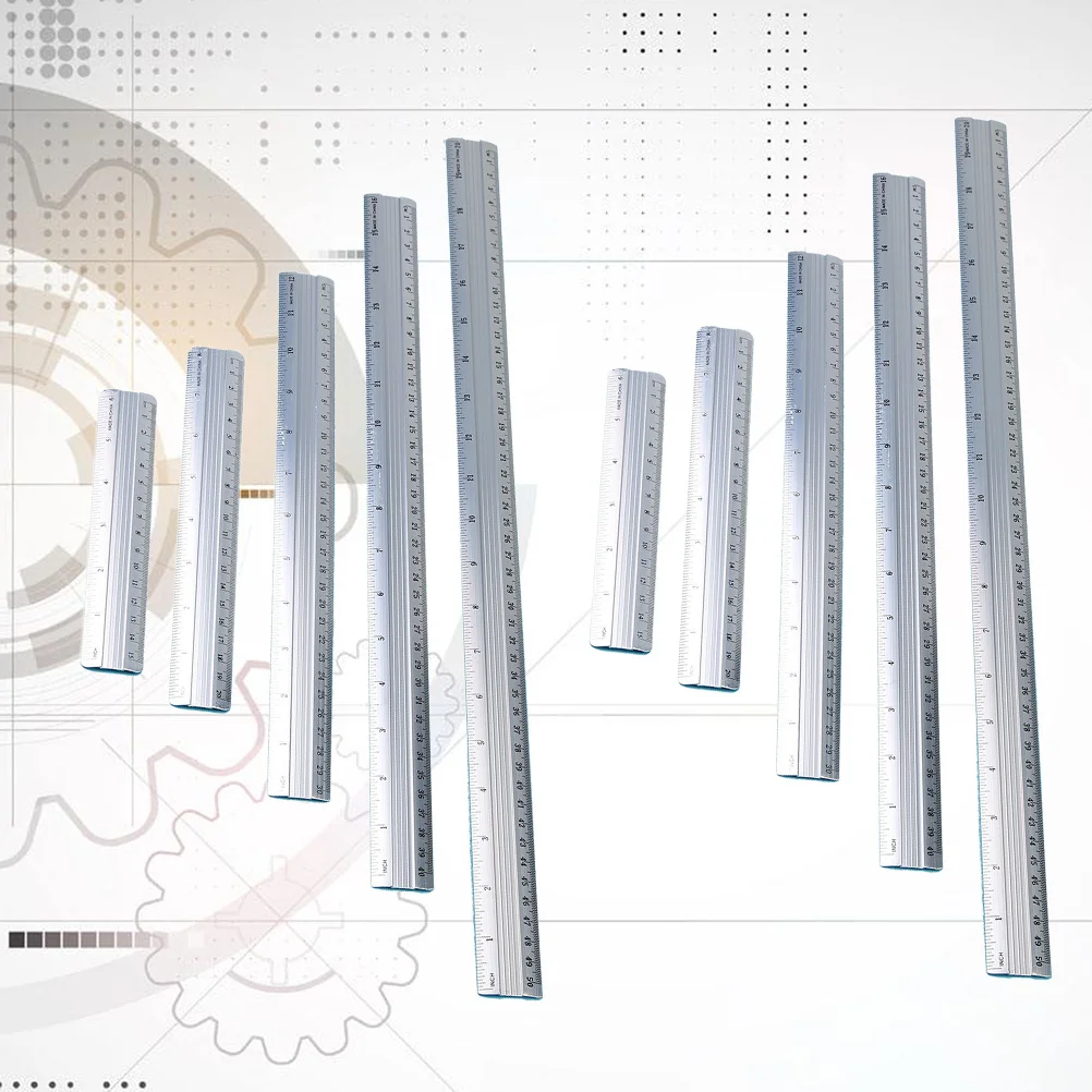 10 قطعة مجموعة مسطرة ألومنيوم مستقيمة 15 مللي متر 20 مللي متر 30 مللي متر 40 مللي متر 50 مللي متر مسطرة معدنية متعددة الألوان للطلاب المهندسين أداة الهندسة المحمولة #6
