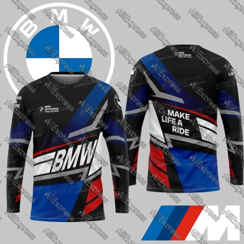 

2025 New BMW Moto 3D Printed Quick Drying Long-sleeved Men's and Women's Motorcycle Racing Clothes, Mountain Riding Clothes