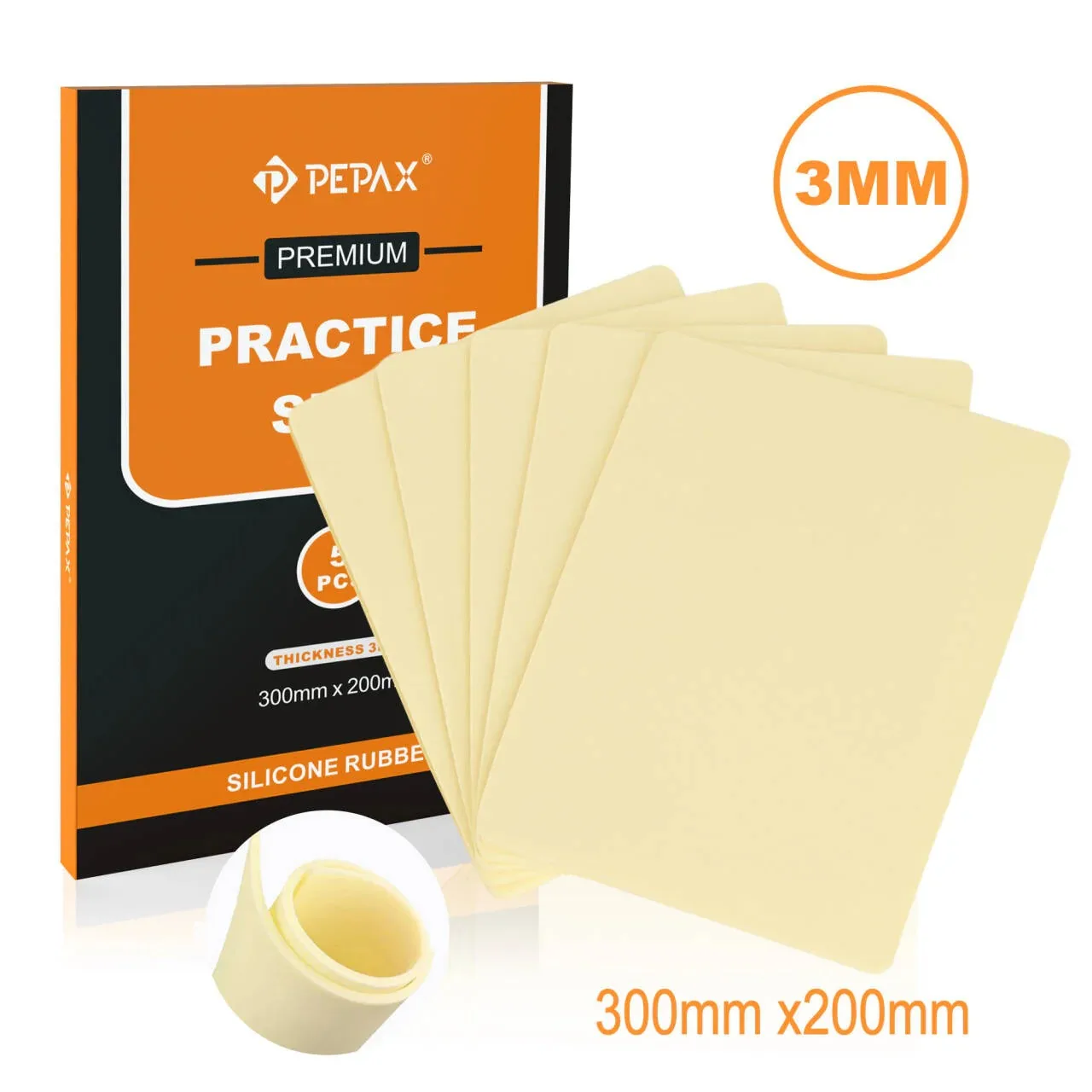 

PEPAX 3MM Tattoo Practice Skin A4 Size Silicone Tattoo Fake Skin Double-Sided Thicker Tattoo Training Skin Tattoo Accessories