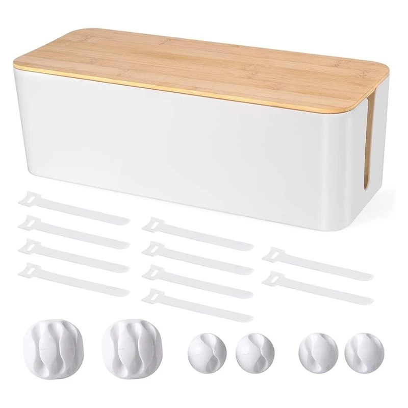 LICE-Wooden Style Cable Management Box, Large Cord Organizer Box For Power Strips, Desk Computer Wire Cord Hider