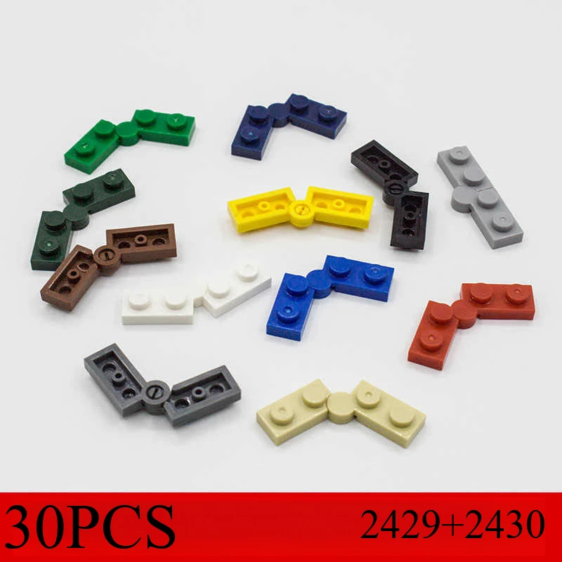 30 Uds Panel técnico 1x2 piezas de bisagra 73983 2429 2430, piezas de repuesto de bloques de construcción, componentes de juego de engranajes de vástago educativo