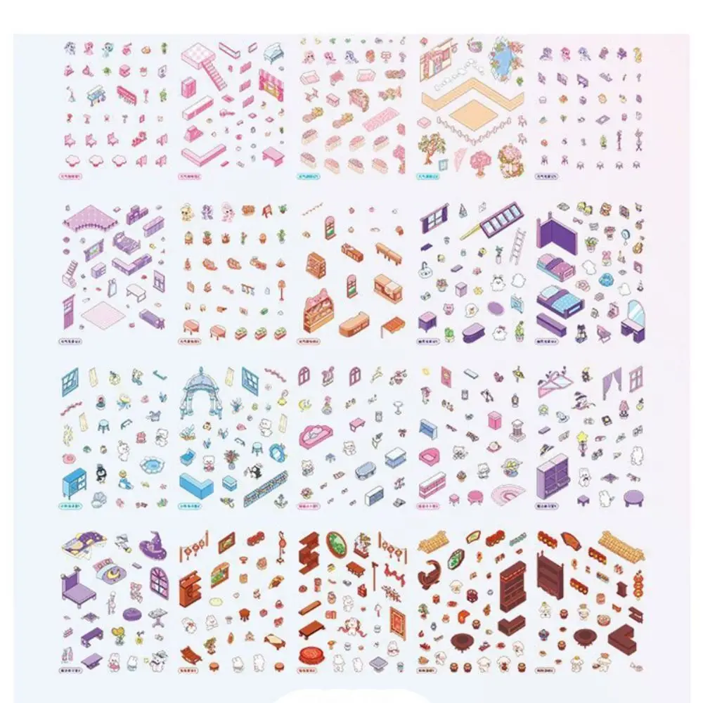 

New Cartoon 3D Landscape Sticker Book PET Miniature House Sticker Cabin Scene DIY Miniature Scene Book for Kid