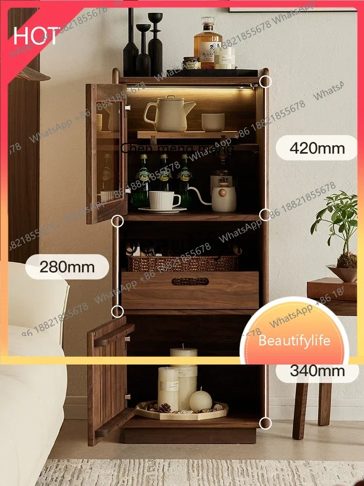 

cqy North American black walnut TV cabinet, retro style sofa stand cabinet, living room solid wood dining side cabinet