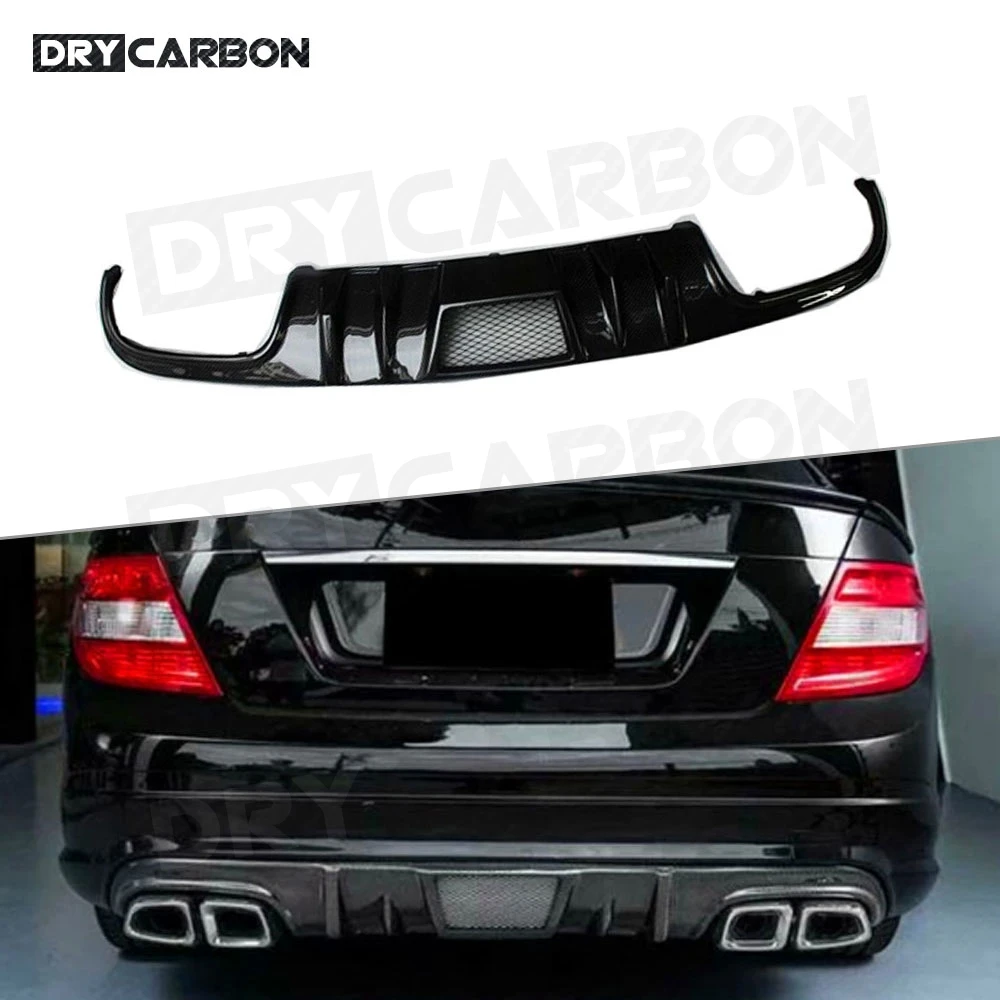 V Style Carbon Fiber Rear Bumper Lip Diffuser Spoiler for Mercedes Benz C Class W204 C63 AMG 2008 2009 2010 2011 Car Styling FRP