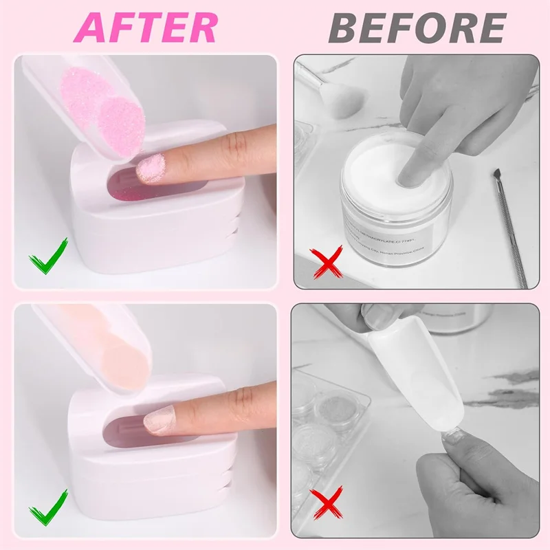 Dip Powder Recycling Tray Nail Glitter Powder Recycling Box Double Layer Magic Mirror Powder Storage Case Manicure Accessories