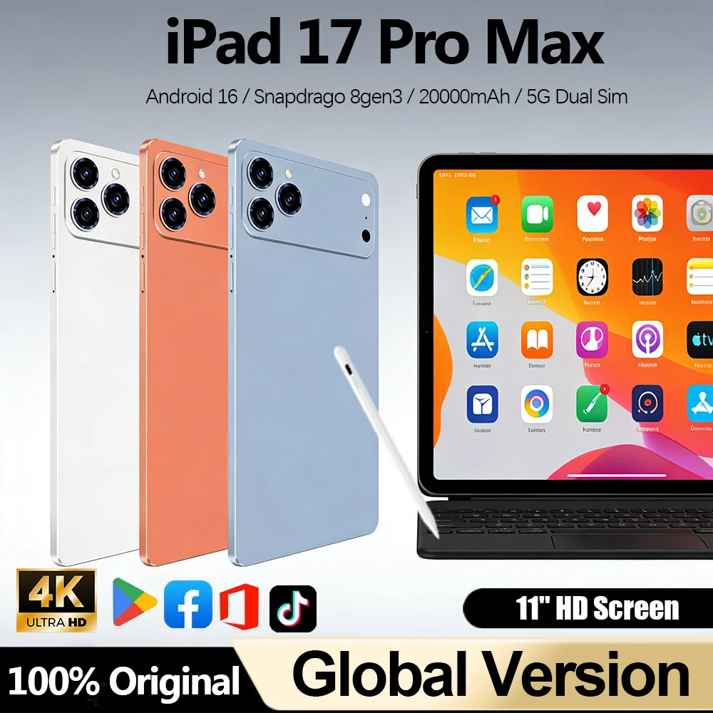 

2026 NEW HOT Pad 17 Pro Max Original Tablet Snapdragon 8 Gen3 10.1inch Android 15 16GB1TB 10000mAh 5G Dual Card WiFi GPS Tab