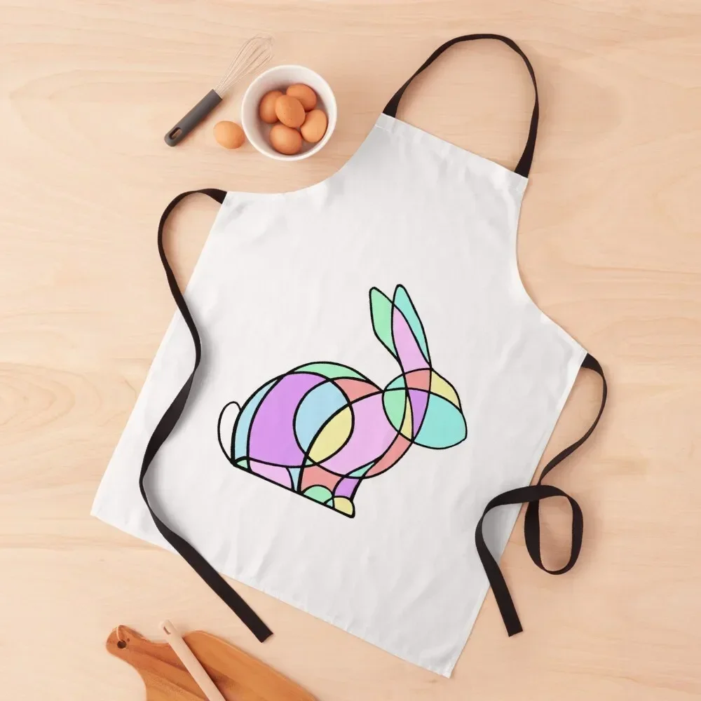 

Rainbow stained glass rabbit Apron Home and kitchen products Kitchen Special Accessories manicurist Apron