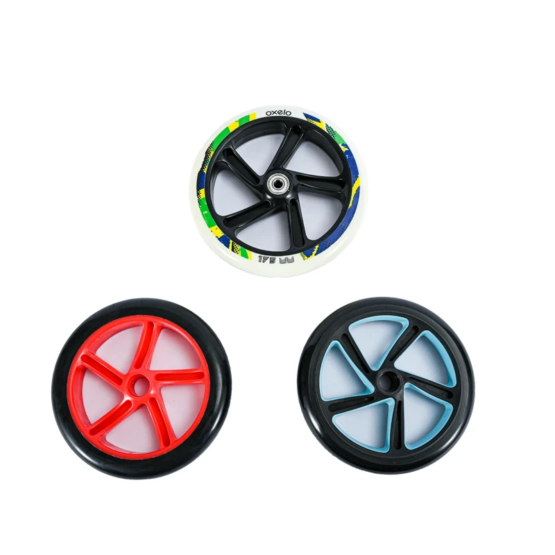 Roda skateboard inline PU, 125mm 175mm 180mm 200mm, cocok untuk kursi roda aksesoris skateboard, sepatu roda dewasa senyap