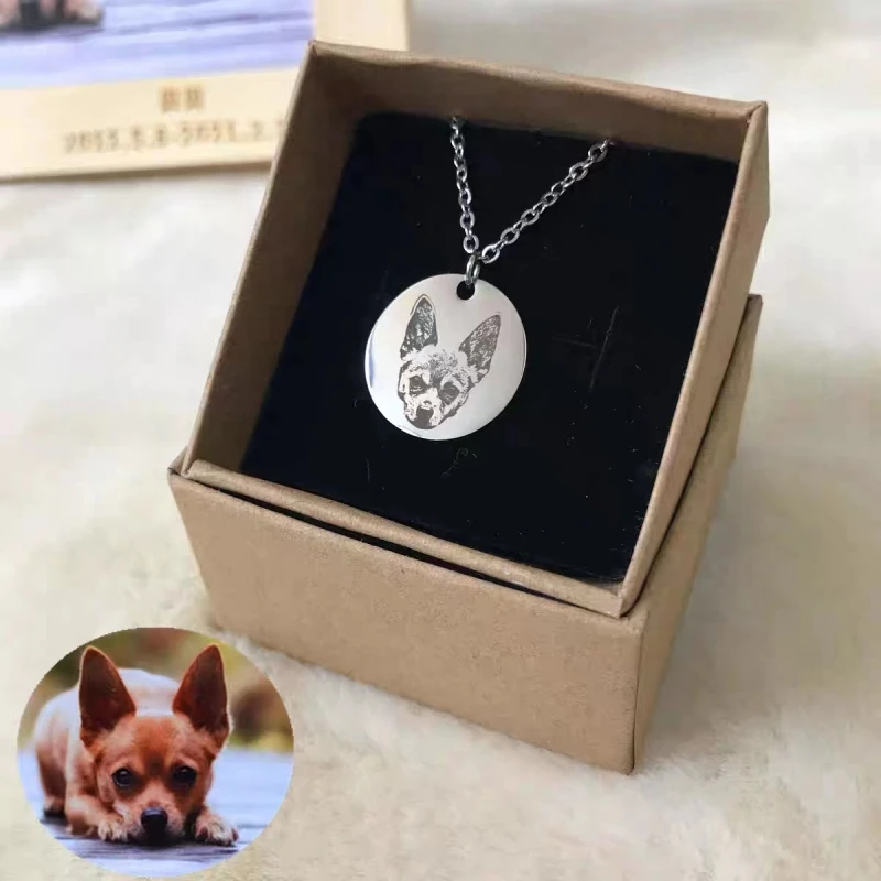 3cm Pet Photo Custiomized Necklace Memorialized Neck Chain For Cat Dog Customiztion Souvenir 7-30 days.