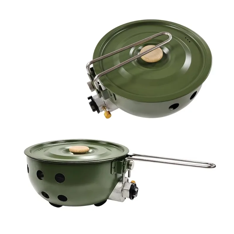 

new camping gas stove integrated pot camping portable folding picnic cooker kitchen outdoor cooking