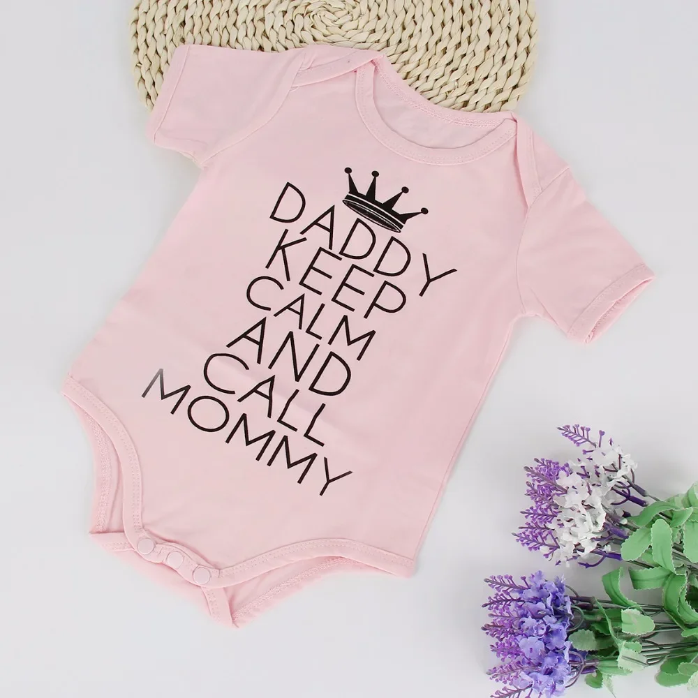 

Summer Newborn Newborn Baby Boy Girls Cotton Letter Daddy Keep Calm And Call Mommy Infant Bodysuit Playsuit Baby Grows Outfits