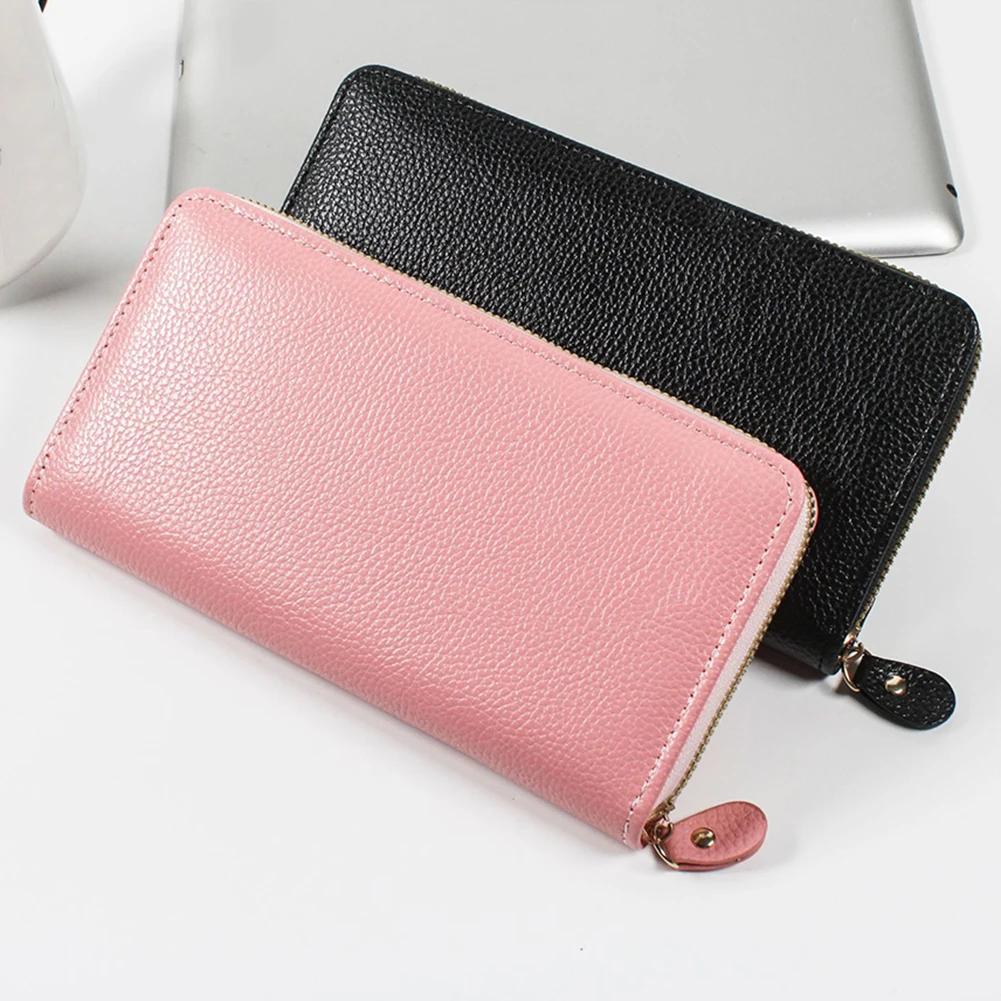 Women's Purse Large Capacity Slim Credit Card Case PU Leather Zipper Clutches Cute Minimalist Purse Long Slim Wallet In Stock