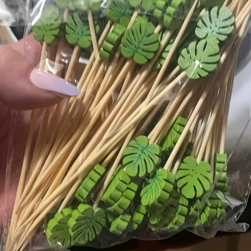 100 Uds. Palillos de cóctel Tropical, palillos de cóctel, palillos de dientes para decoración de fiestas, palillos para aperitivos de frutas, palitos para alimentos y bebidas