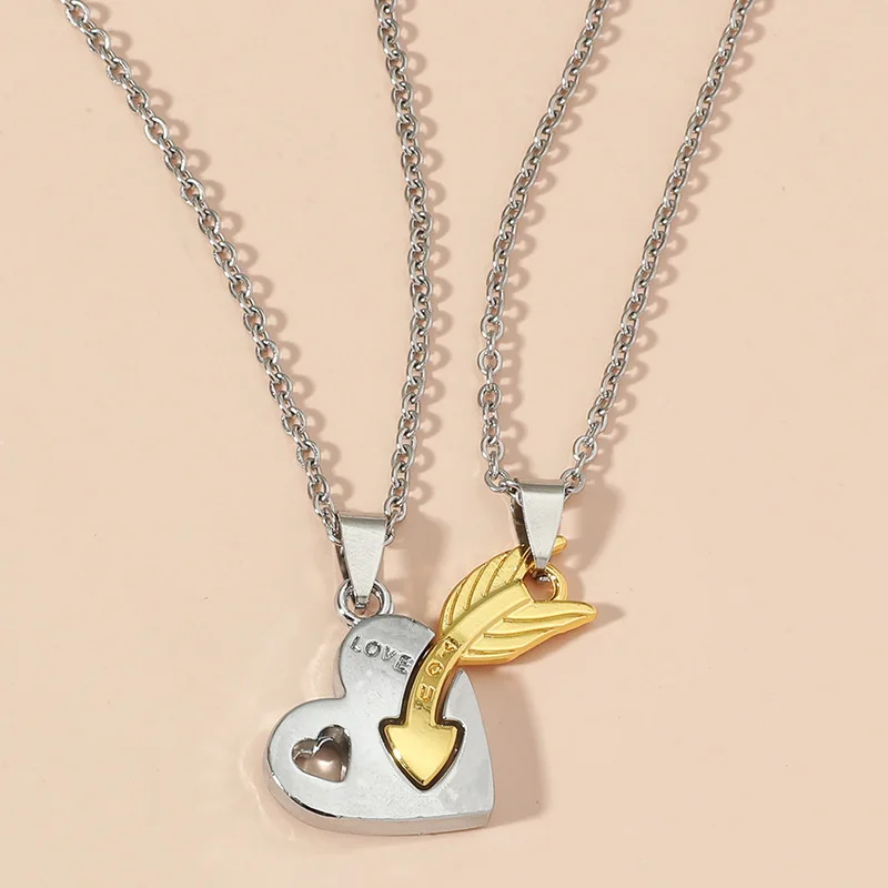 

One Arrow Through The Mood Couple Necklace Heart-shaped Arrow Romantic Love Pendant Personalized Romantic Couple Jewelry 2025 Jp