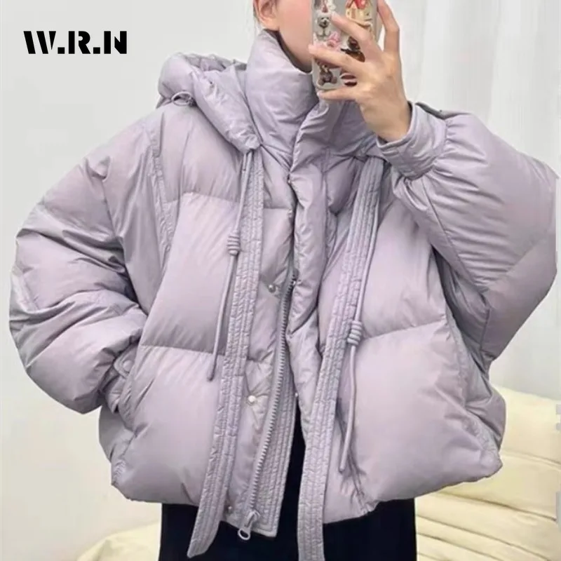 Women Casual Sweet Long Sleeve Zipper Parkas 2023 Autumn Winter Hooded Oversized Outerwear Jacket Fashion Warm Solid Color Coat