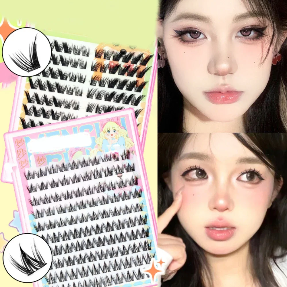 جرو جلدة الثعلب سلسلة أرنب رموش مجزأة الرموش الصناعية الطبيعية محاكاة سميكة واحدة العنقودية الهزلية الجنية جلدة