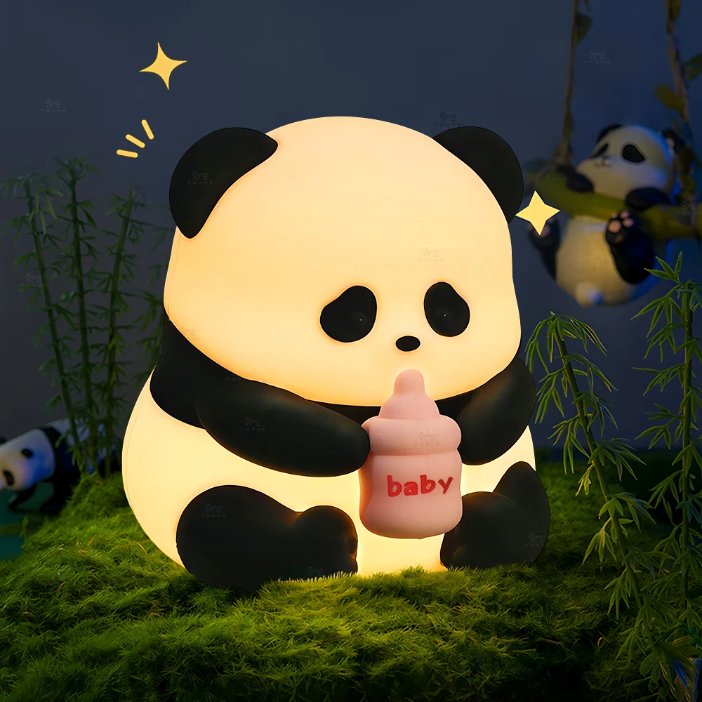 1 قطعة 7 ألوان لطيف سيليكون الباندا ليلة مصباح قابلة للشحن LED الحيوان ديكور أضواء ليلية لهدايا عيد الميلاد النوم أضواء عيد الميلاد