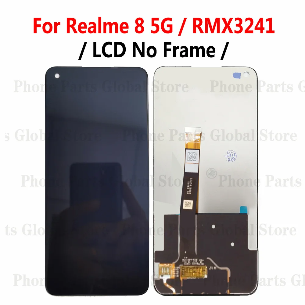 Display For OPPO Realme 8 LCD 4G RMX3085 LCD With Frame Realme8 5G RMX3241 Screen Touch Digitizer Sensor Assembly Replacement