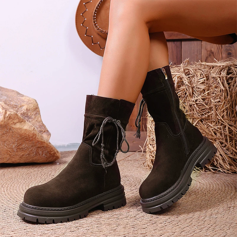 مصمم منصة الأحذية النسائية أحذية مسطحة امرأة 2025 الشتاء البريدي تشيلسي الأحذية Casaul أحذية رياضية المشي الثلوج بوتاس دي Mujer