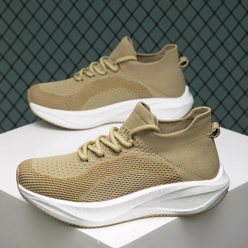 Athletic Dynamic Outline Unisex Mesh Running Sneakers Sport Curved Shape Breathable Mesh Flexible Outsole Daily Training Sport
