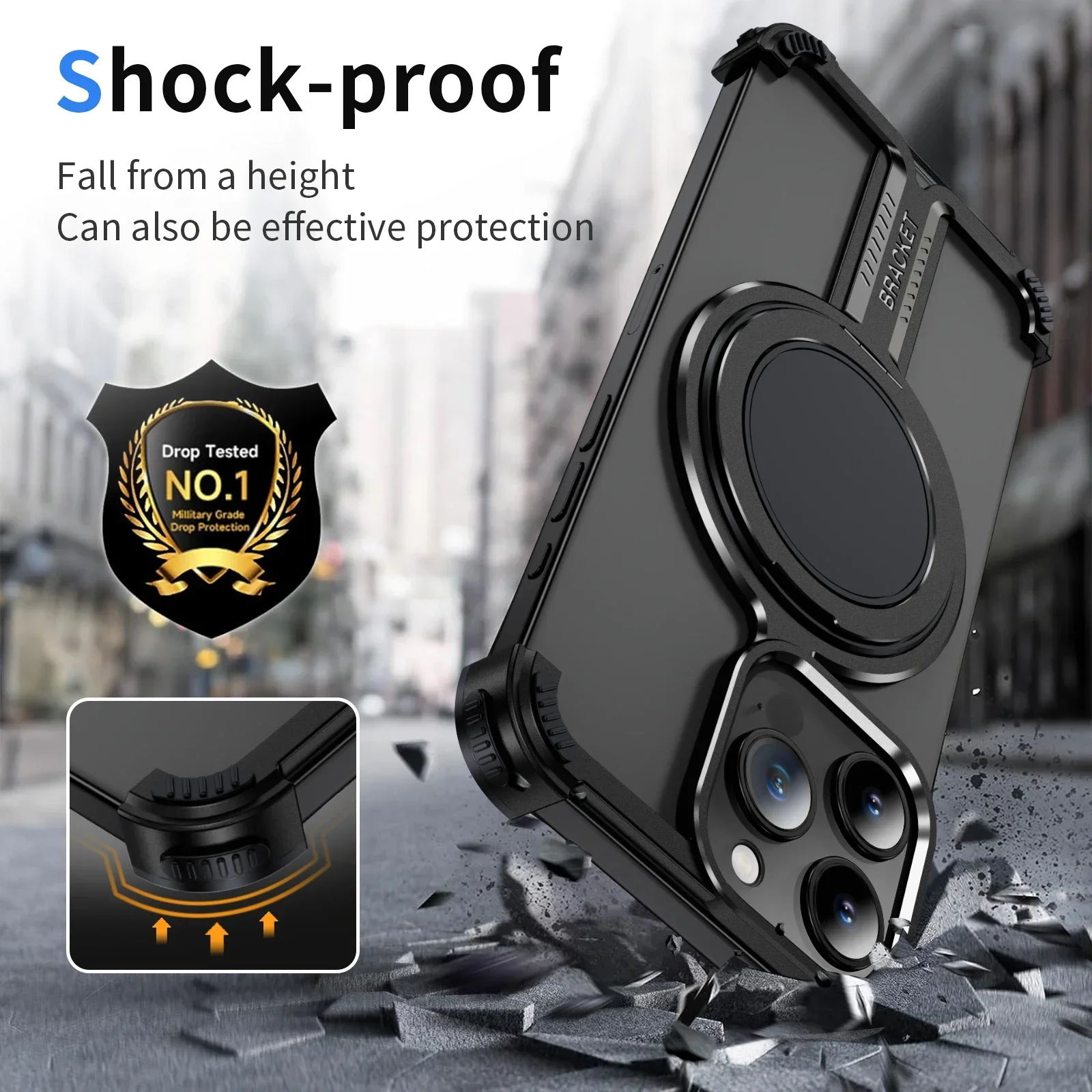 Luxury Magsafe Magnetic Metal Rimless Stand Phone Case For iPhone 16 15 14 13 Pro Max Plus Aluminum Alloy Shockproof Metal Cover