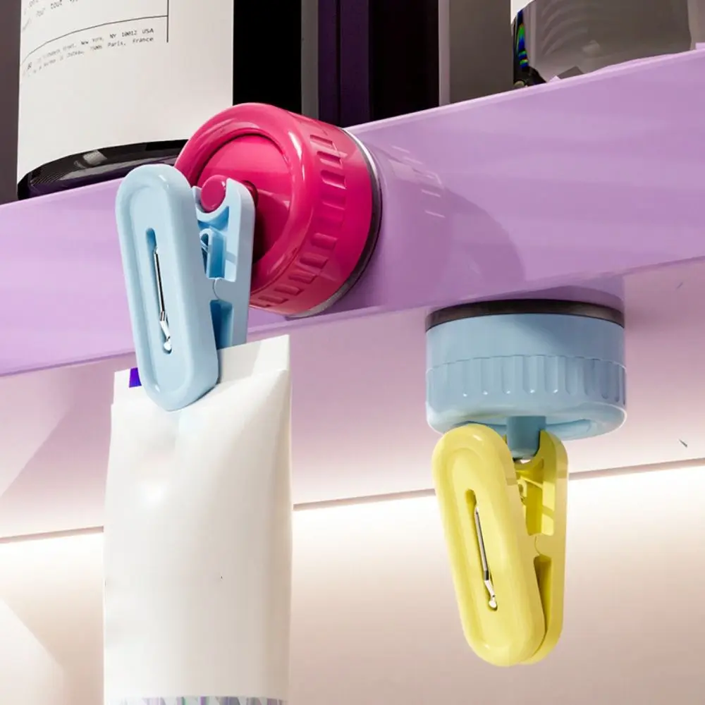 

Multi-purpose Suction Cup Storage Clip Wall Mounted Plastic Storage Rack Swivel towel Multiple Clamp Home