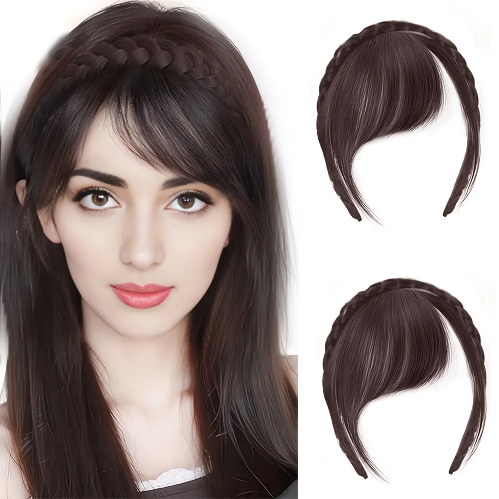 synthetic Hair band bangs  integration female forehead oblique parting bangs Fried Dough Twists braid false