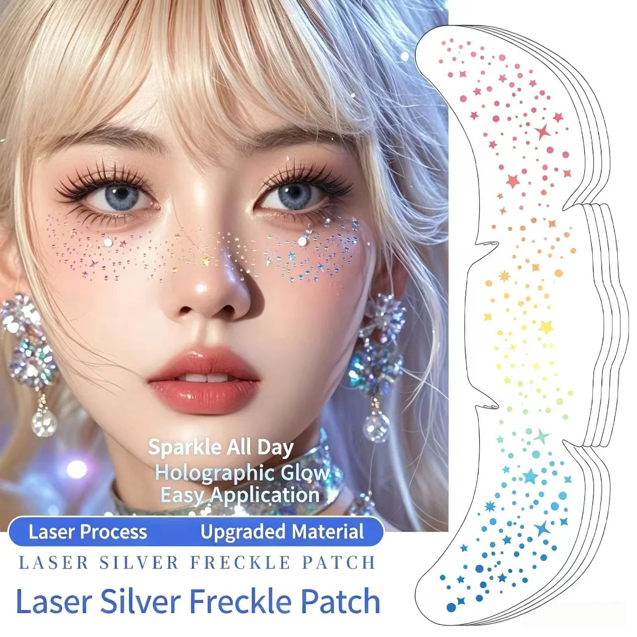 Shiny freckle stickers, disposable tattoo stickers, used for DIY facial decoration at holiday parties, Christmas and Halloween