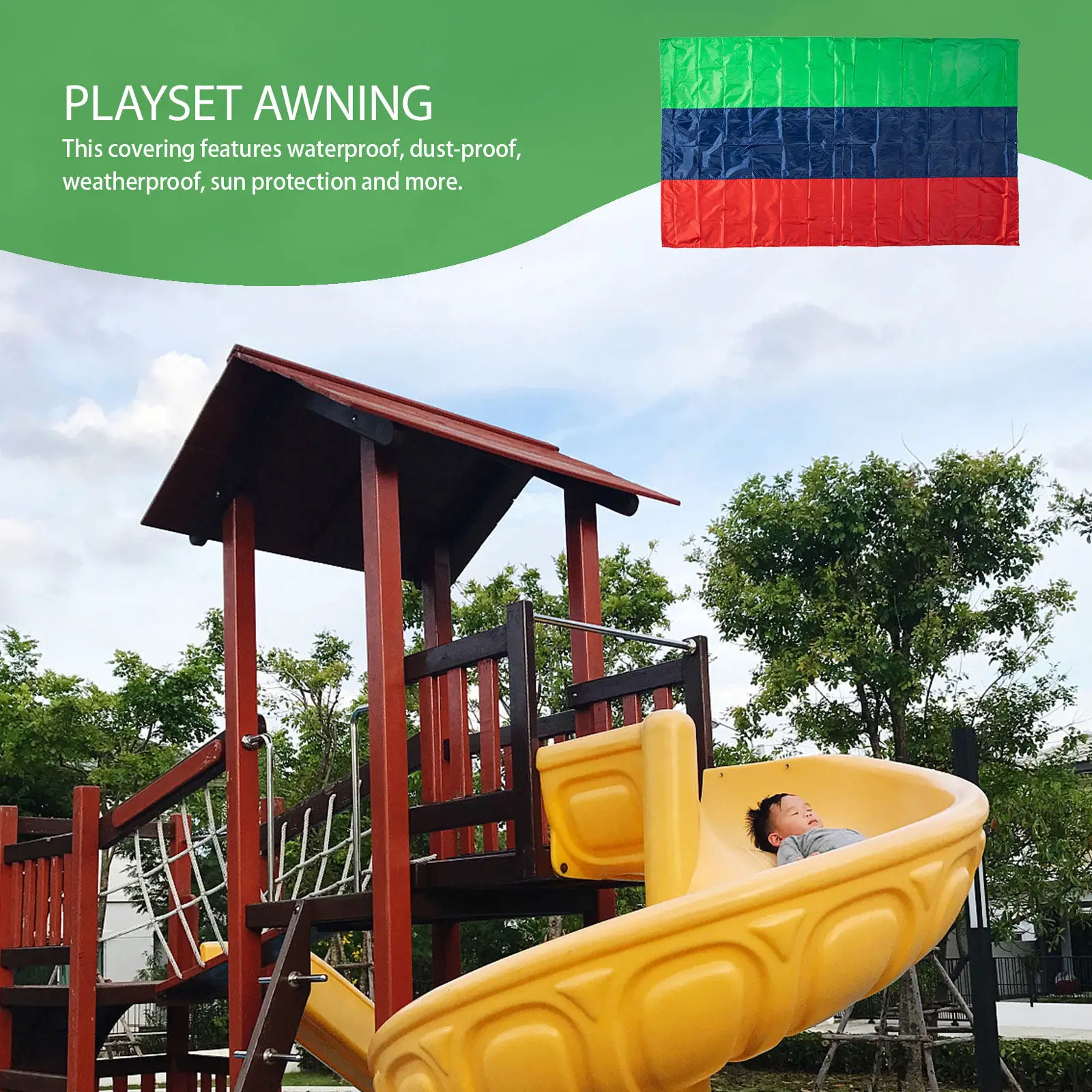 Playground Canopy Tarp Heavy Duty Silver Coated Waterproof Sun Protection Dust Proof Rain Snow Resistant Swing Set Replacement