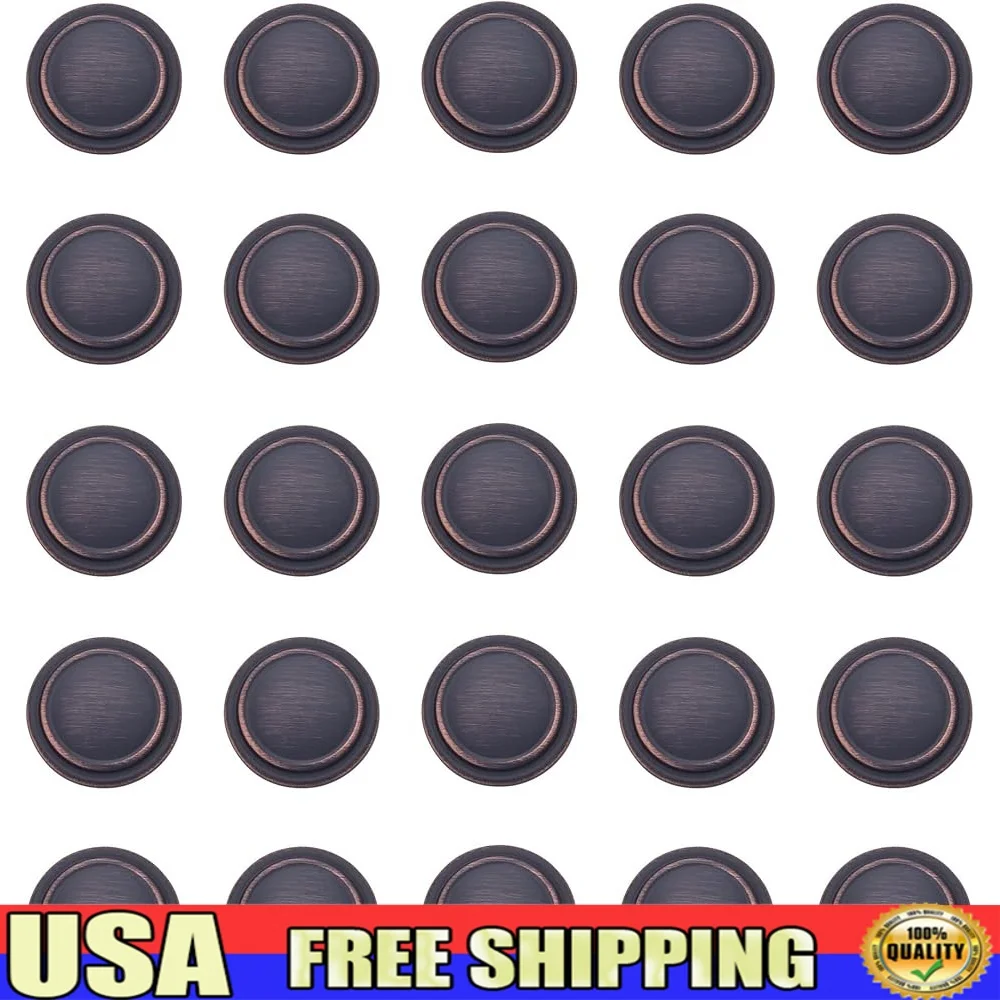 

Straight Top Ring Cabinet Knob 25-Pack 1.25-Inch Diameter Oil Rubbed Bronze Solid Zinc Alloy Easy Installation Durable Hardware