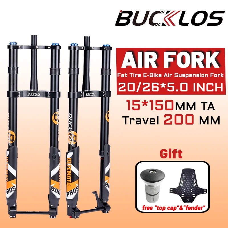BUCKLOS شوكة الهواء المقلوب 20 بوصة 26 بوصة E-الدراجة الدهون شوكة الدراجة 15*150 مللي متر السفر 180 مللي متر من خلال المحور دراجة شوكة تعليق أجزاء الدراجة