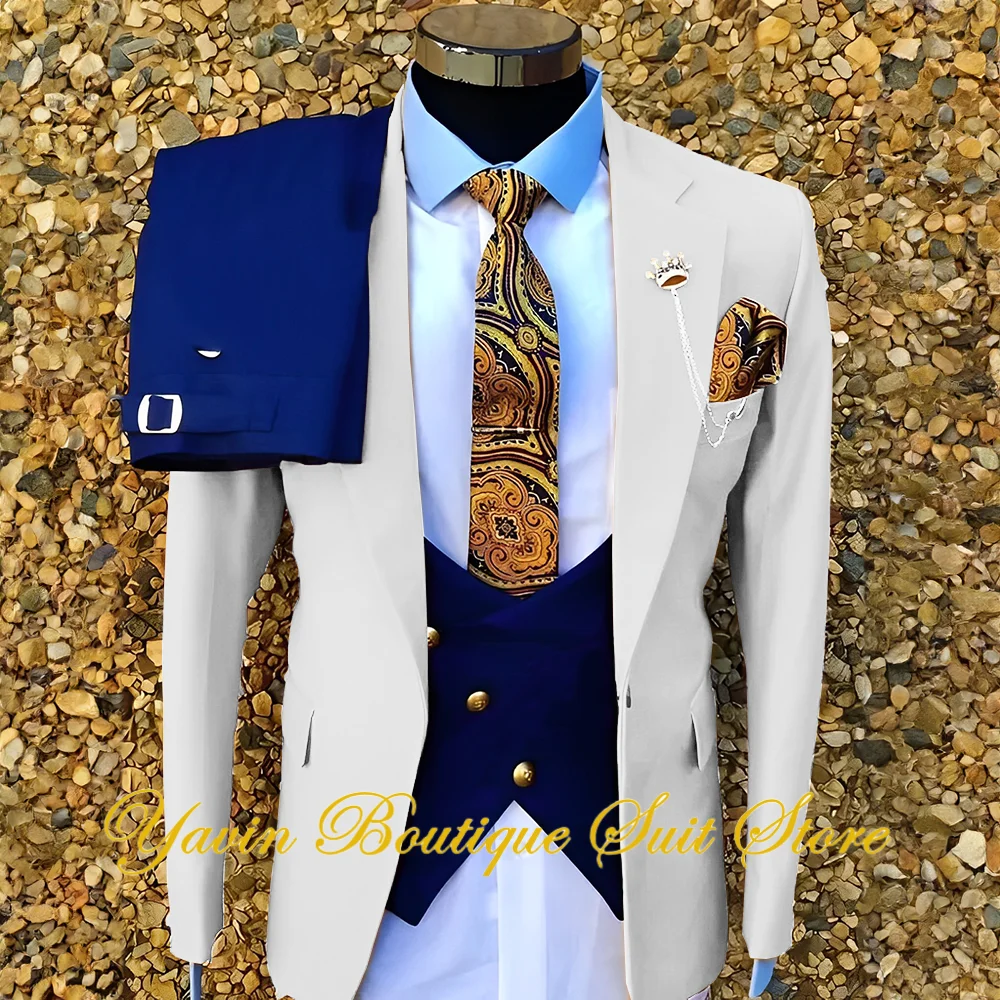

Elegant Men's 3-piece Suit Set Formal Jacket Wedding Groom Tuxedo Blazer Customized Men Outfits