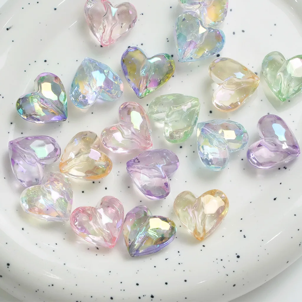 10pcs/lot Colorful Clear Shine AB Acrylic Heart/Star DIY Loose Charm Beads Big Size image 4