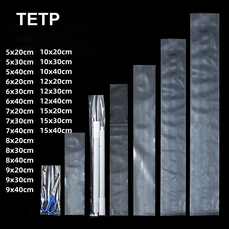 Tetp 200 pçs pe superior aberto sacos para tubo de luz haste de pesca água régua de armazenamento embalagem casa viagem ferramenta bolsas à prova de