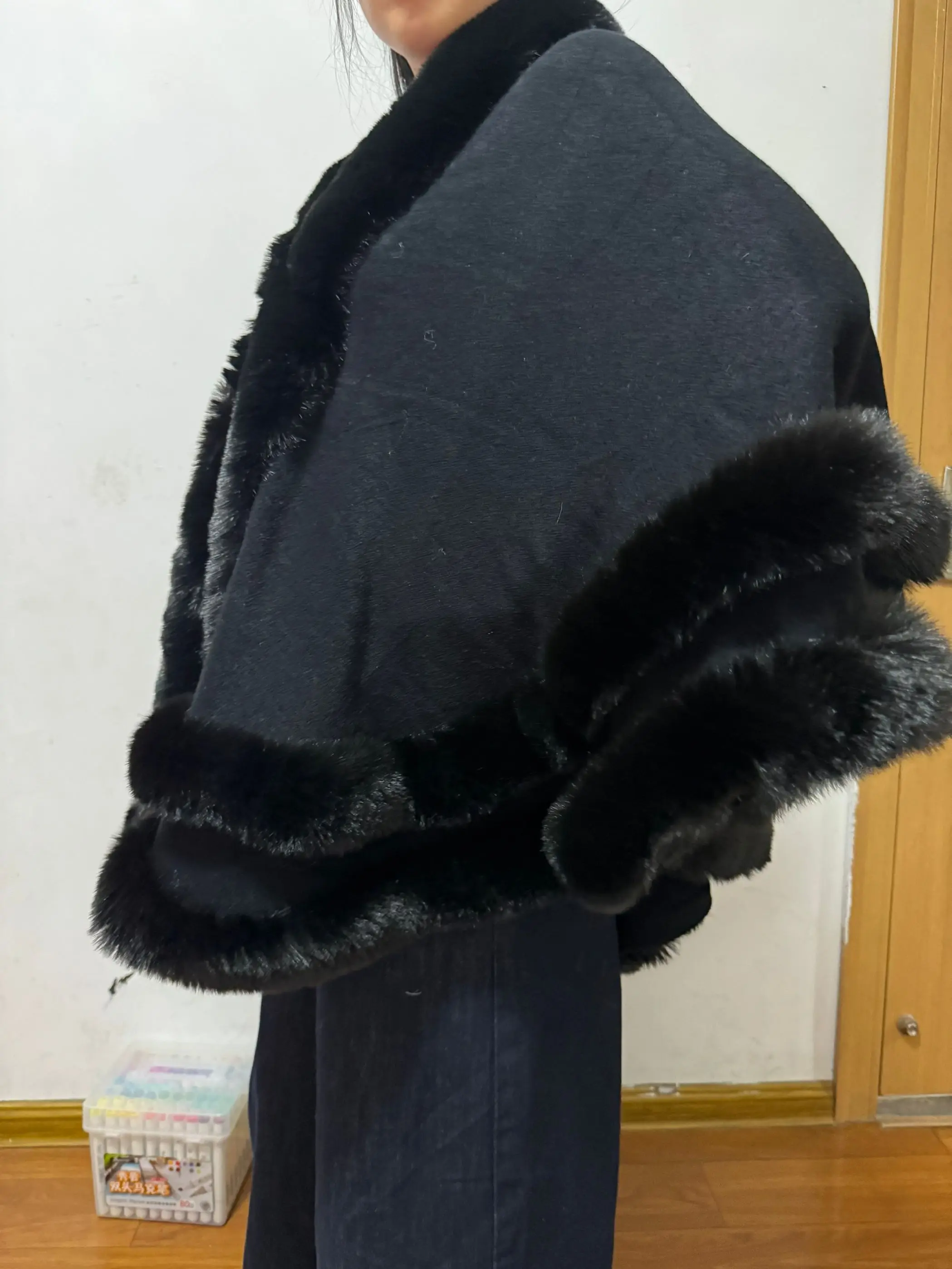 2024 Women 2 Circle Wraps Long Faux Rabbit Fur Cape Poncho Winter Loose Thick Warm Shawl Outerwear Knitted Cloak Overcoat 10 Se6cb314166ce45f89c9cdb8e0c7b45fbZ
