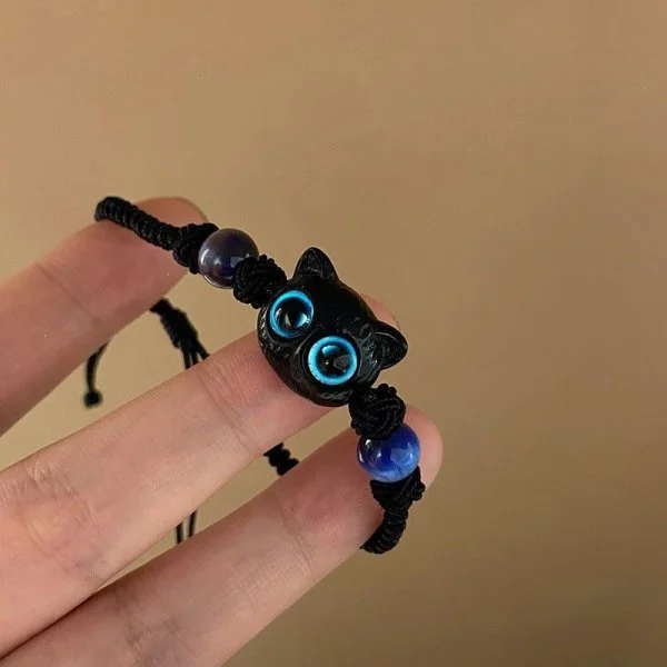 Couples' Handmade Cute Cat Bracelet Set, Unique Gift