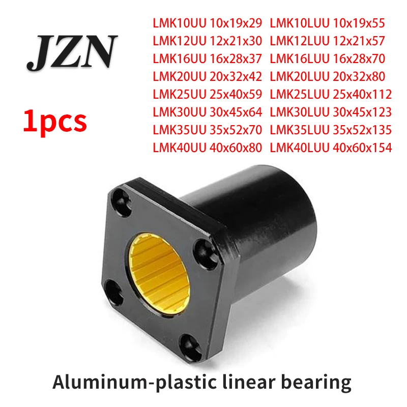 Maintenance-free Aluminum-plastic Methodal Straight-line Motion Bearing LMK10UU LMK12UU LMK16UU LMK20UU LMK25UU 30 35 40UU/LUU