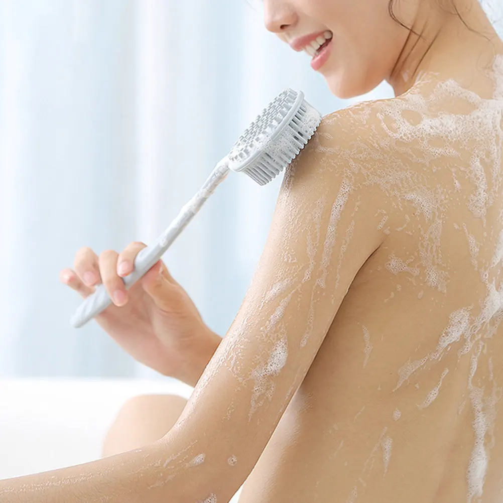Silicone Back Scrubber for Shower Body Scrubbing Brush with Extended Handle Promotes Circulation Removes Excess Oil Skin Healthy