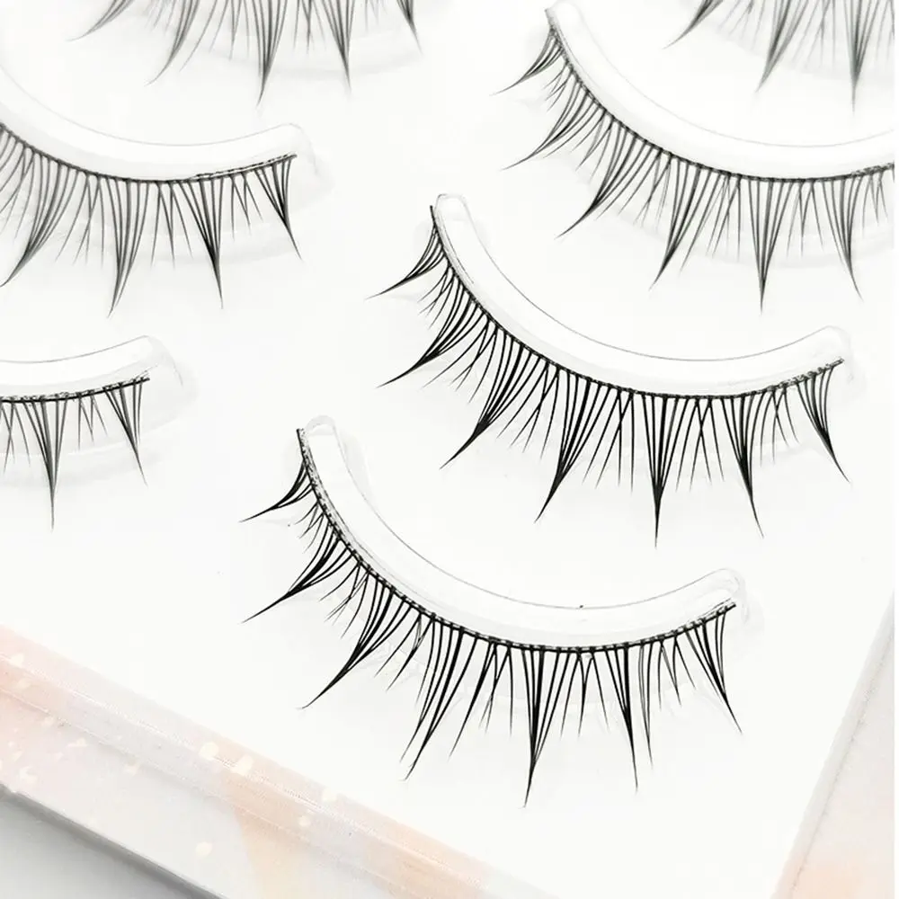 5 paires de faux cils doux anti-transpiration, outil cosmétique naturel moelleux, réutilisable, Portable, bande dessinée, pour fille