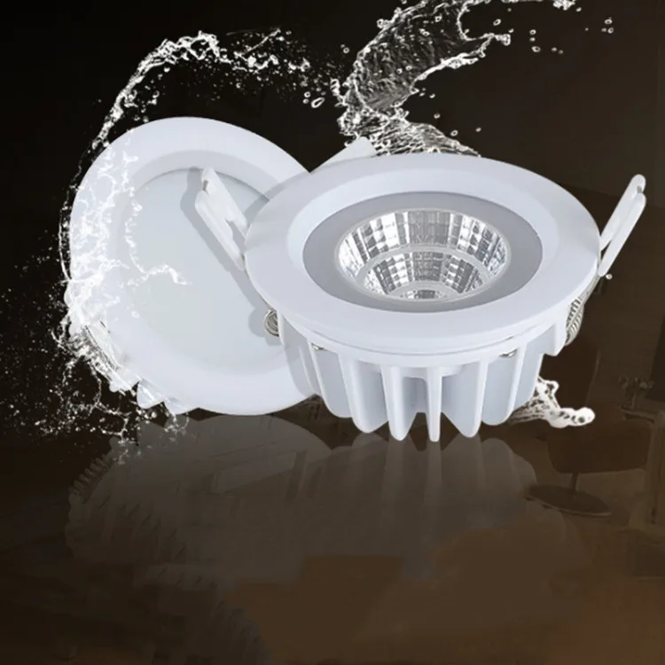 Hotel IP65 5w 7w 12w 15w Recessed Ceiling Spotlight COB Anti Glare Round Waterproof IP65 LED Downlight for Toilet Sauna Bathroom