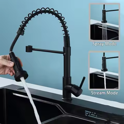Kitchen Pull Down Spring Sink Faucet 360 Rotation Hot and Cold Mixer Tap Deck Mounted WashBasin Sink Faucet Household