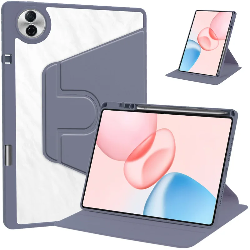 

For Honor Pad 10 Case with Pen Holder 360 Rotating Acrylic Clear Hard Tablet Funda For Honor Pad 10 12.1 inch 2025 Case Coque