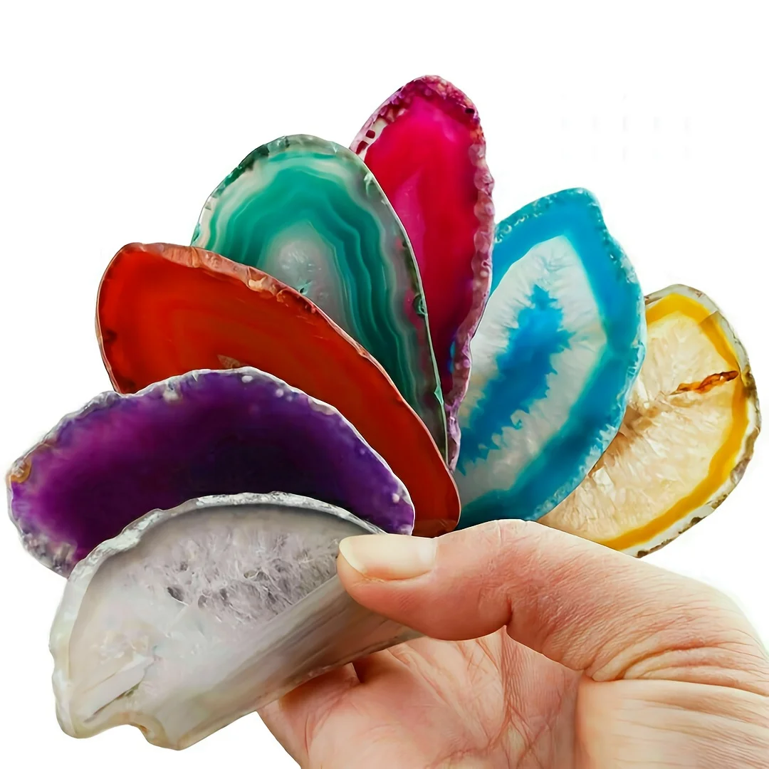 40/80/120g Natürliche Mehrfarbige Achat-Scheiben, Doppelseitig Polierte Quarz-Platte, Heim-Dekorations-Ornamente, Festtagsgeschenk – Detail 5