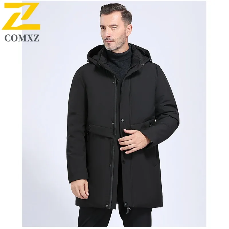 COMXZ جديد الرجال منتصف طول أسفل سترة ملابس الشتاء منتصف العمر أبي دعوى المسنين معطف الرجال سميكة الأبيض بطة أسفل سترة واقية
