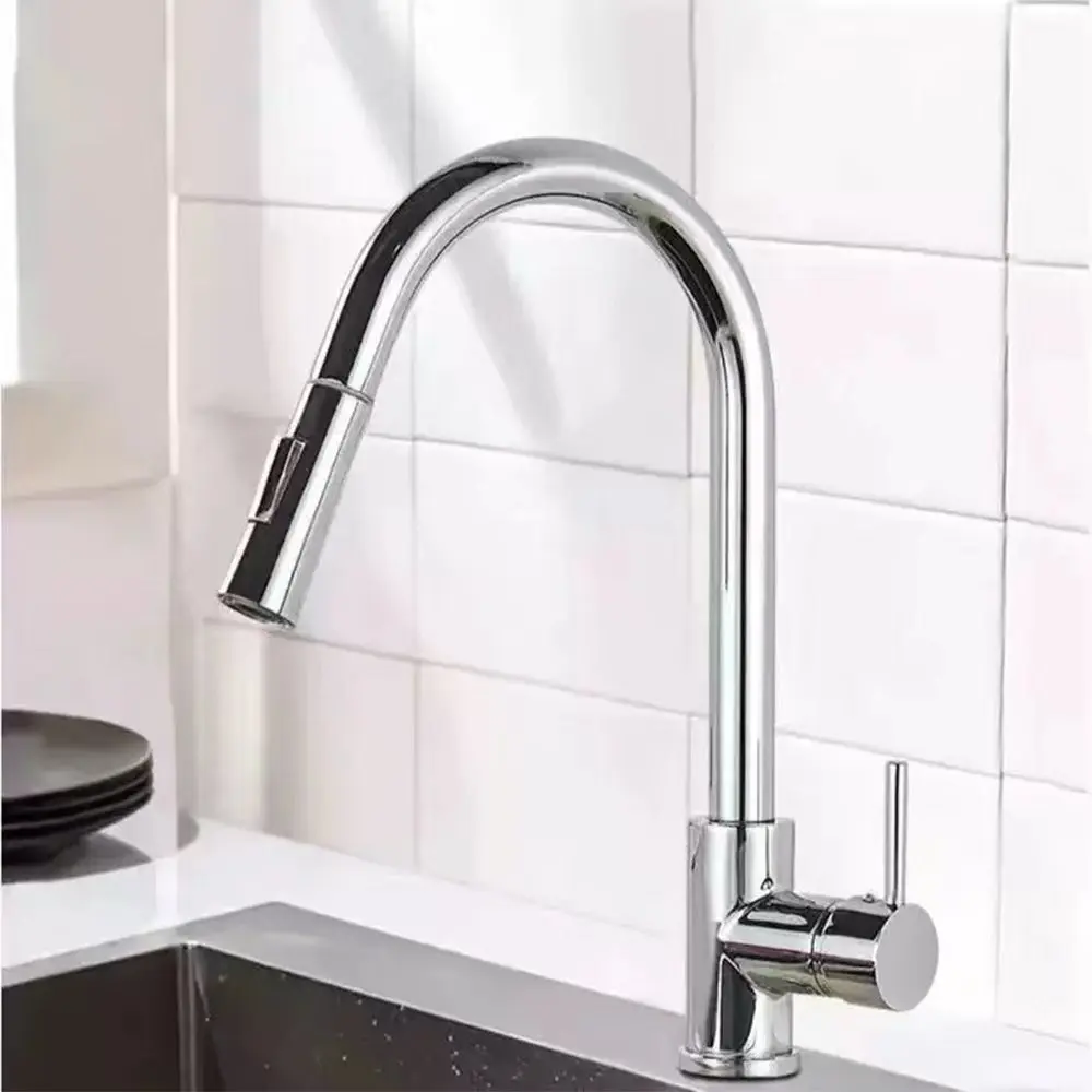 Black  Kitchen Faucet Pull Out Brushed Nickle Stainless Steel Kitchen Mixed Tap Kitchen Sink Tap