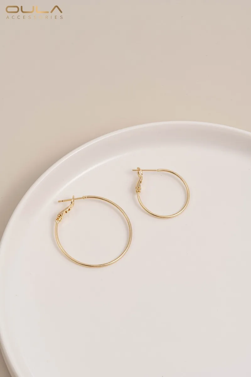 14K Gold-plated, Elastic Ear Loops, Copper-plated Real Gold Earrings, Anti-allergy Diy Handcrafted, Versatile Popular Earrings