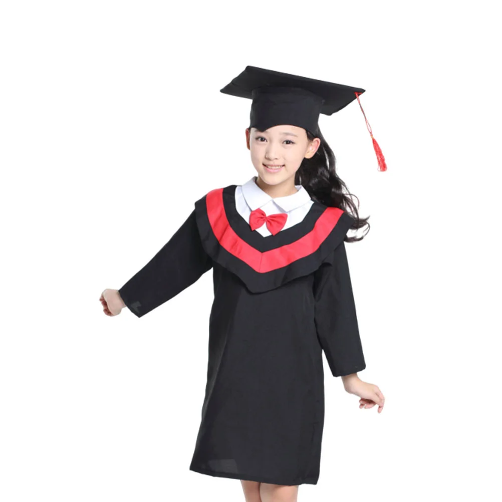 1PC Kids Graduation Gown Stole and Tassel Set for Cosplay Photography Performance (Red, 110cm) graduation gown and tassel