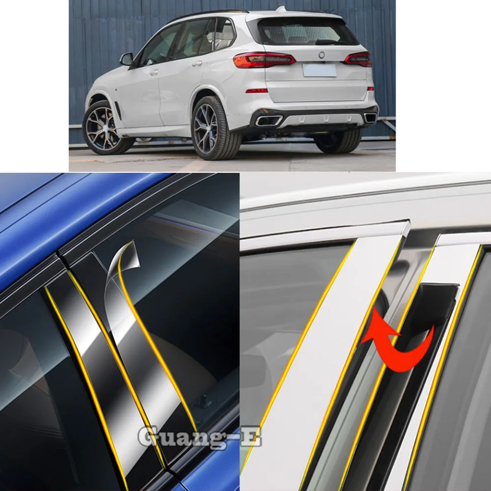 

Car TPU/Glossy Mirror Pillar Post Cover For Bmw X5 Xdrive G05 2019 2020 2021-2024 Door Trim Window Stickers Accessories 8PCS