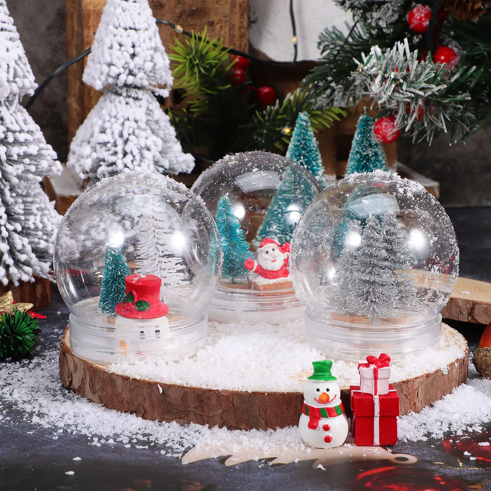 

10 Pcs Transparent Plastic Water Snow Globe Kit Globes Empty Winter Craft