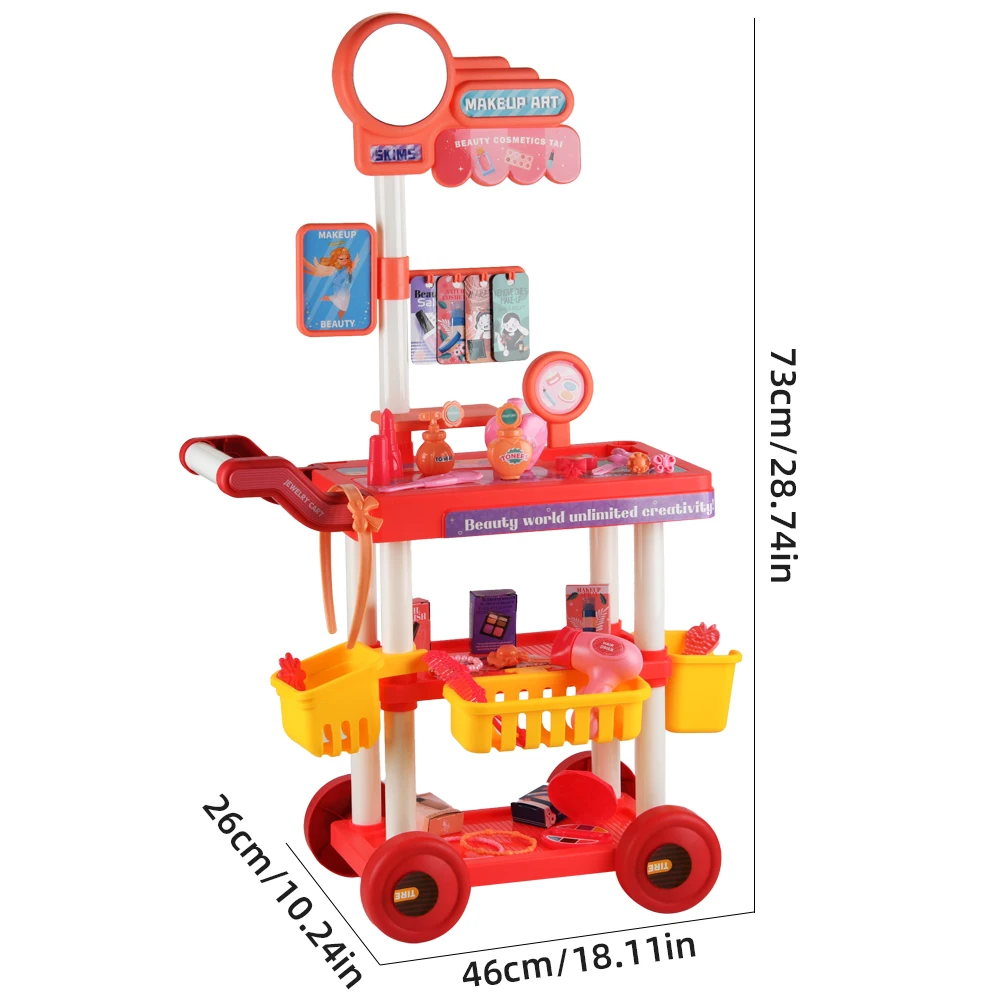 عربة الطب، عربة الملابس، عربة المطبخ، عربة الأدوات، لعبة مسرح الأطفال تتضمن ملحقات مقلدة وملصقات DIY #3